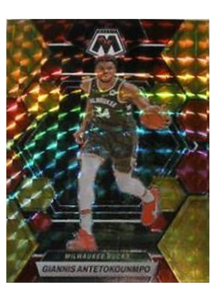 2022-23 Panini Mosaic Base Set Giannis Antetokounmpo Choice Fusion Red & Yellow #15 card