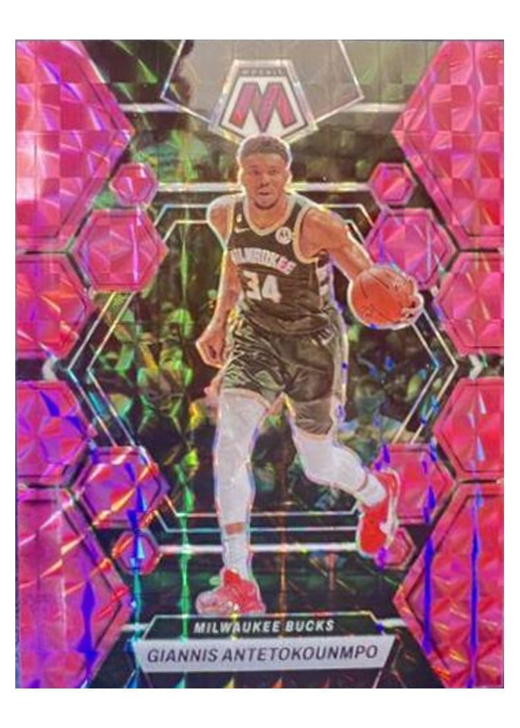 2022-23 Panini Mosaic Base Set Giannis Antetokounmpo Pink #15 card
