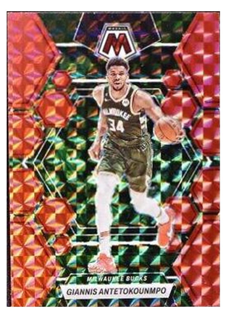 2022-23 Panini Mosaic Base Set Giannis Antetokounmpo Red #15 card