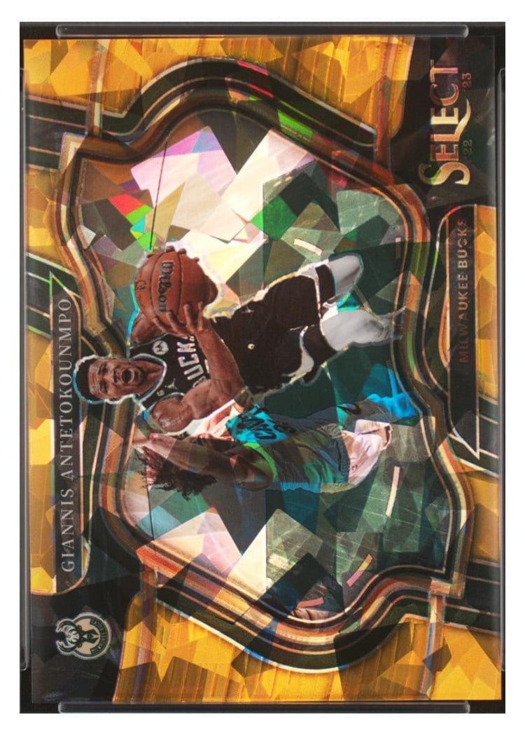 2022-23 Panini Select Base Set Giannis Antetokounmpo Gold Cracked Ice Prizm #261 card