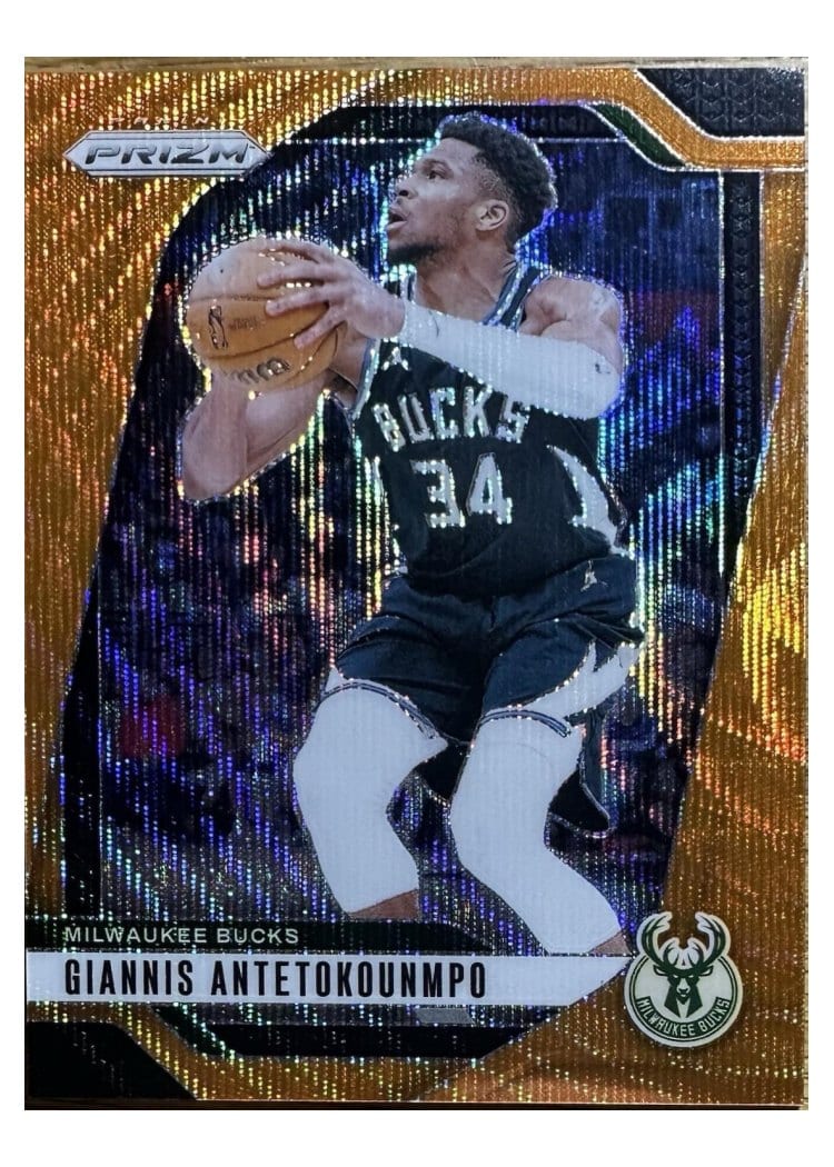 2024-25 Panini Prizm Base Set Giannis Antetokounmpo Wave Orange #85 card