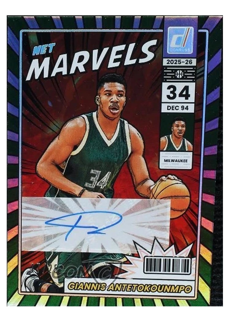 2025-26 Donruss Net Marvels Signatures Giannis Antetokounmpo #20 card