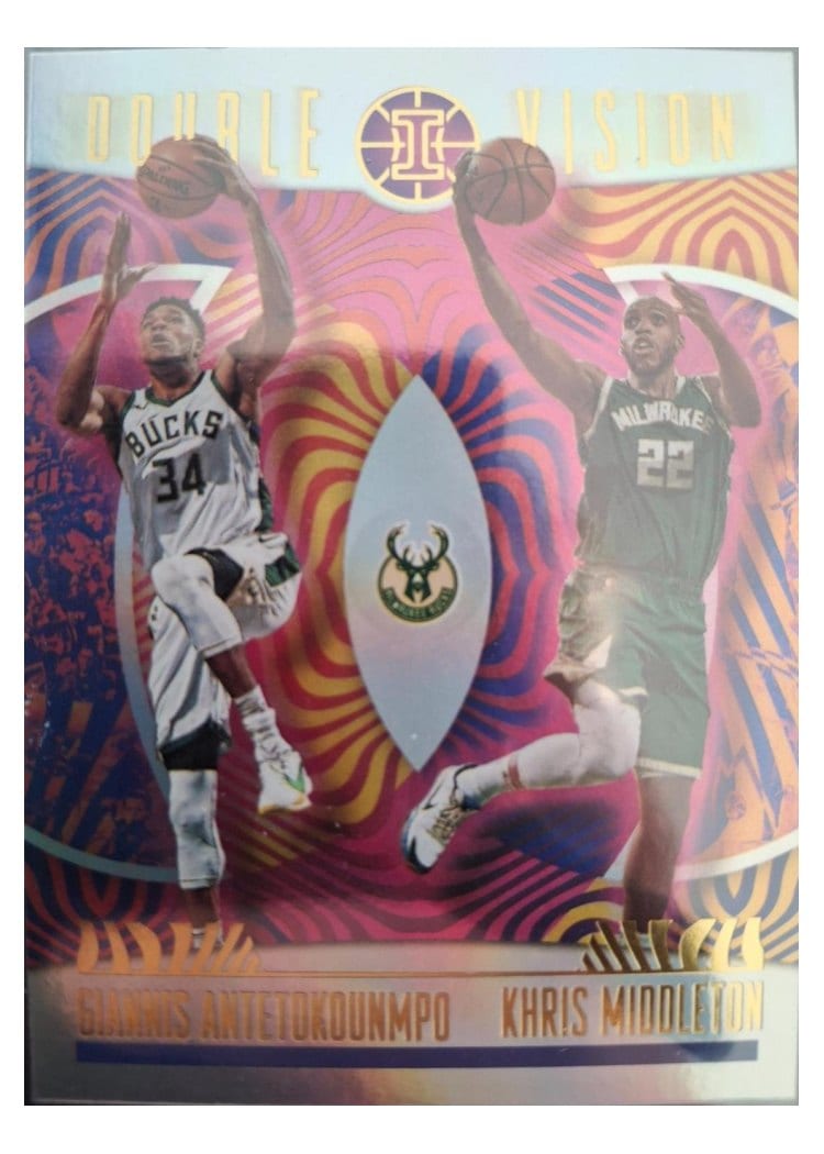 2020-21 Panini Illusions Double Vision Giannis Antetokounmpo / Khris Middleton #9 card