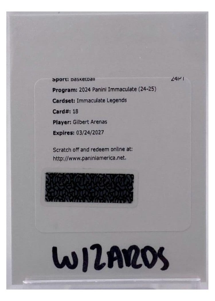 2024-25 Panini Immaculate Collection Immaculate Legends Set Gilbert Arenas #18 card