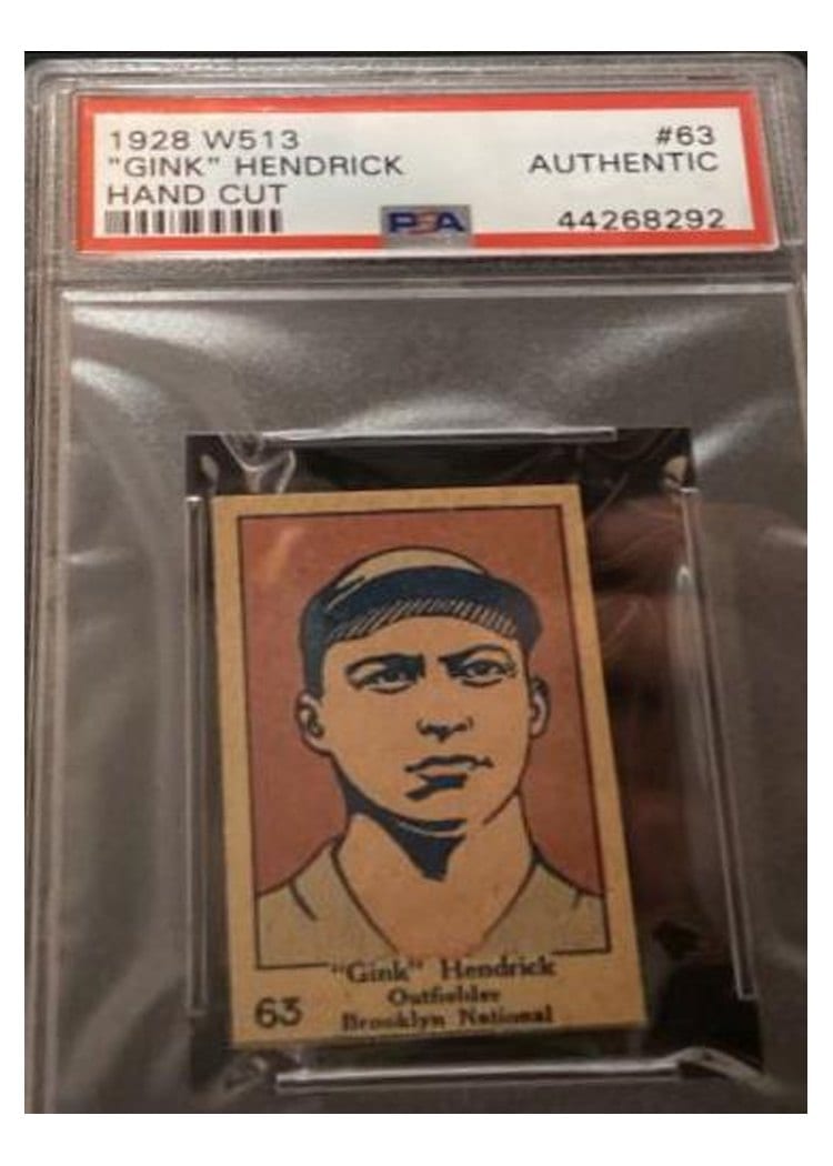 1928 W513 Hand Cut 'Gink' Hendrick #63 card