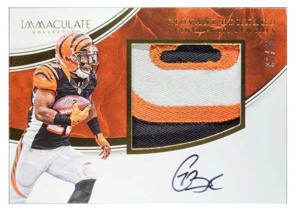 2016 Panini Immaculate Premium Patch Autograph Giovani Bernard #GB card