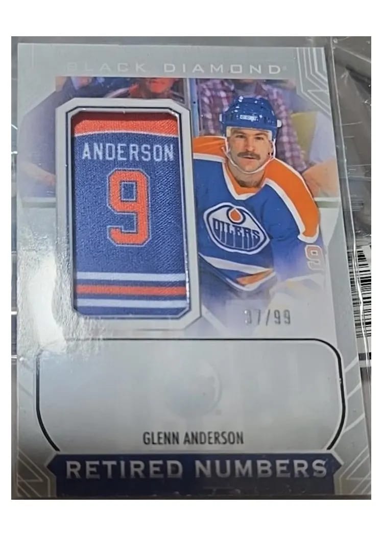2024-25 Upper Deck Black Diamond Oilers Retired Number Patches Glenn Anderson #ORNP-GA card
