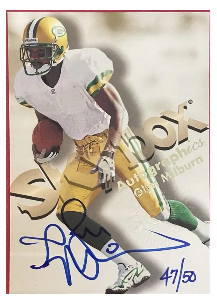 1998 Skybox Premium Autographics Glyn Milburn Blue card