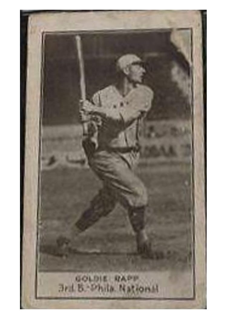 1921 E220 National Caramel Goldie Rapp card
