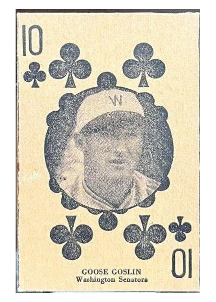 1927 W560 Hand Cut Goose Goslin 10 of Clubs card