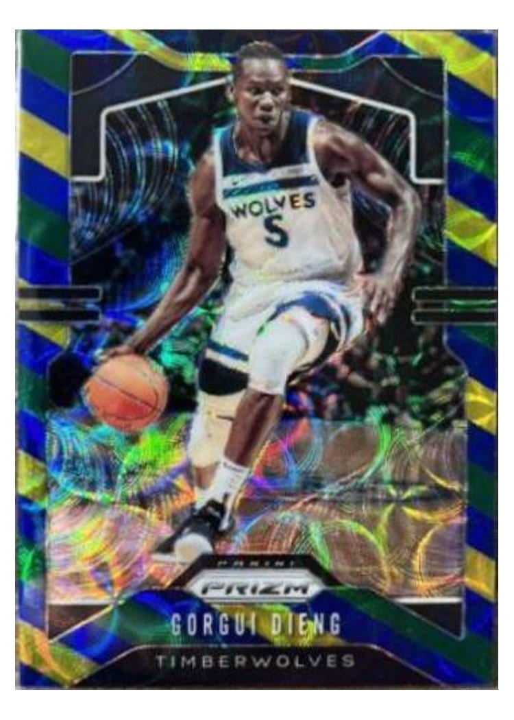 2019-20 Panini Prizm Base Set Gorgui Dieng Blue, Yellow, and Green Choice Prizm #162 card