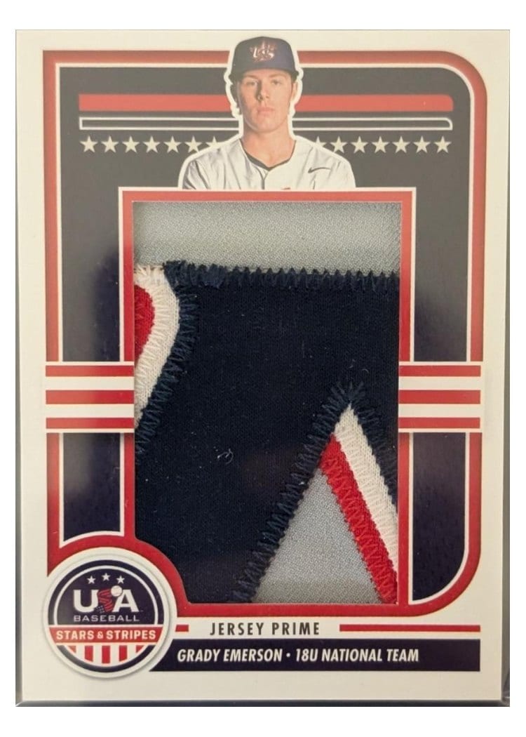 2025 Panini Stars & Stripes Jumbo Material Hat Grady Emerson #JMJ-MI card