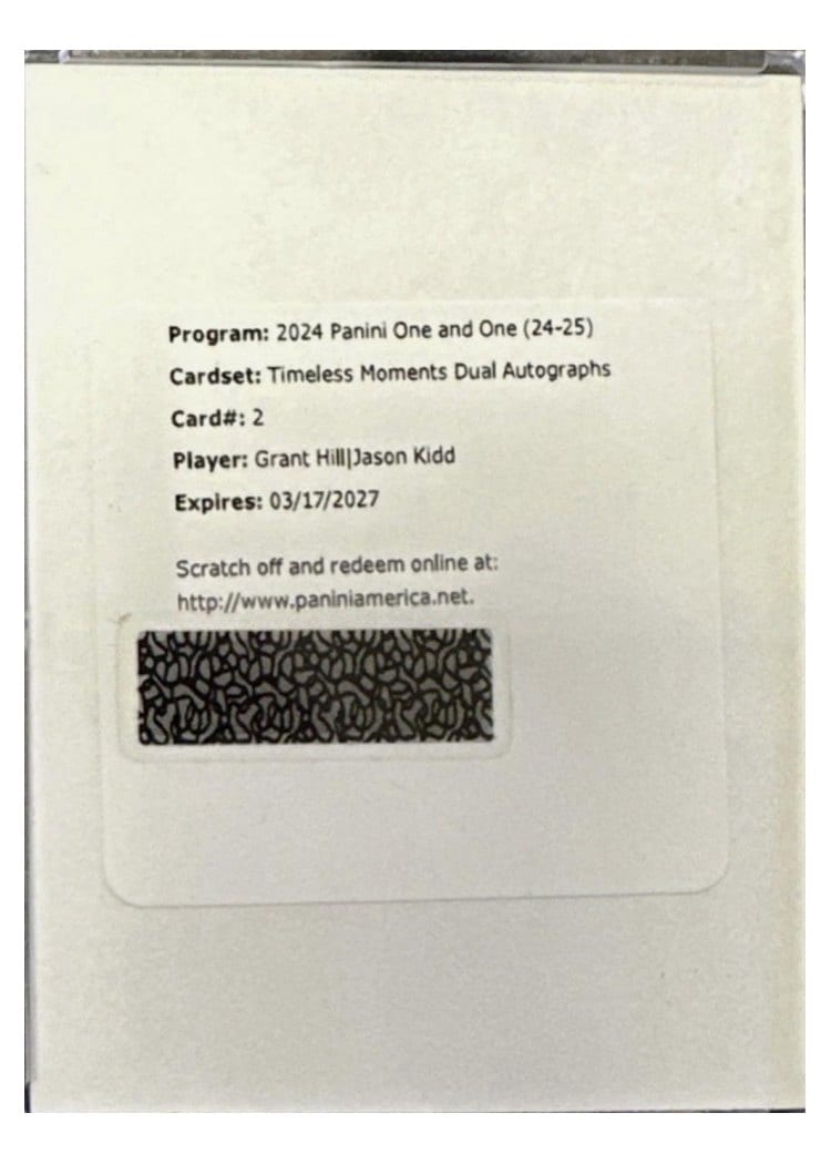 2024-25 Panini One and One Timeless Moments Dual Autographs Set Grant Hill/Jason Kidd #2 card