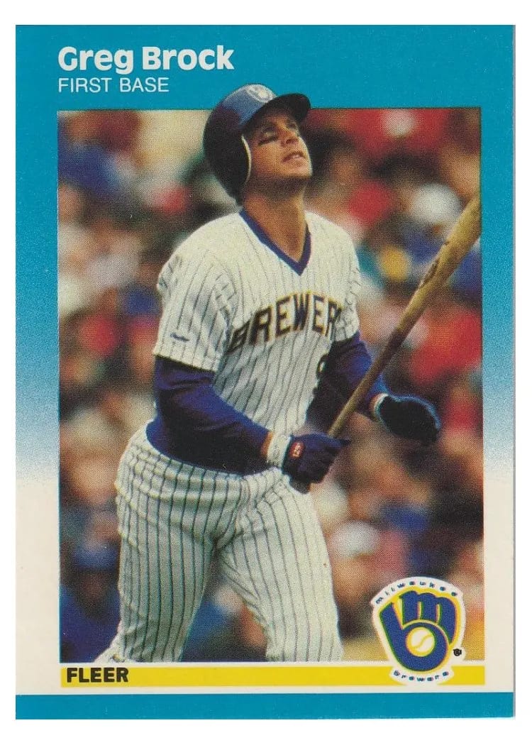 1987 Fleer Update Greg Brock #U-9 card