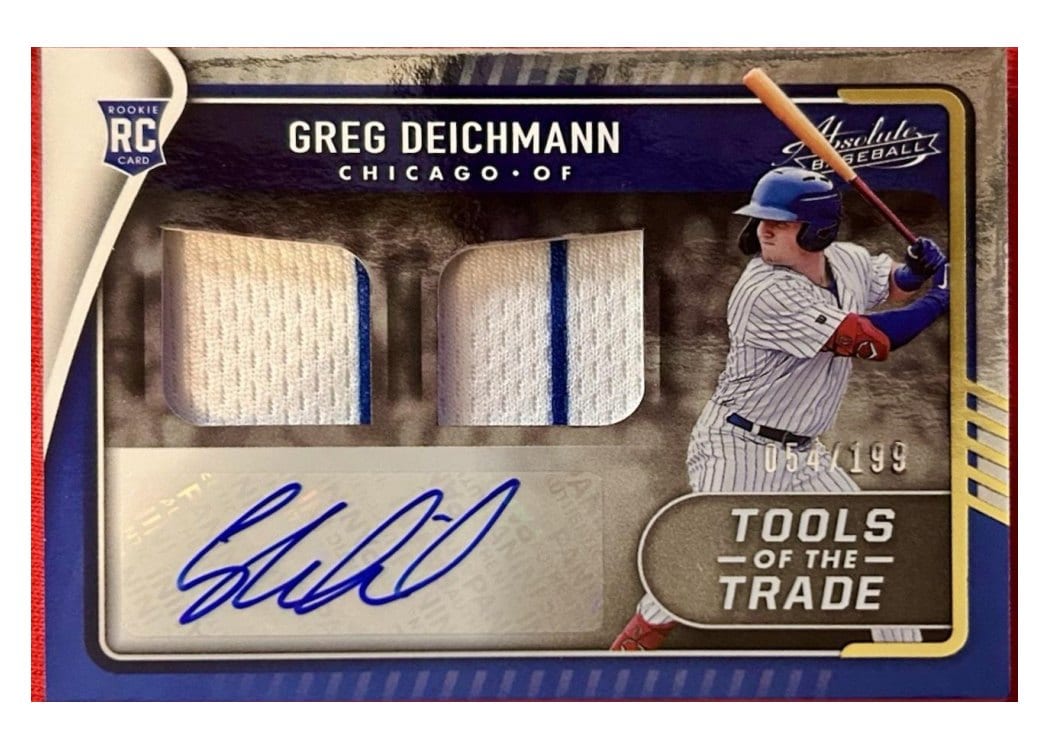 2022 Panini Absolute Tools of the Trade 2 Swatch Signatures Greg Deichmann #TT2S-GD card