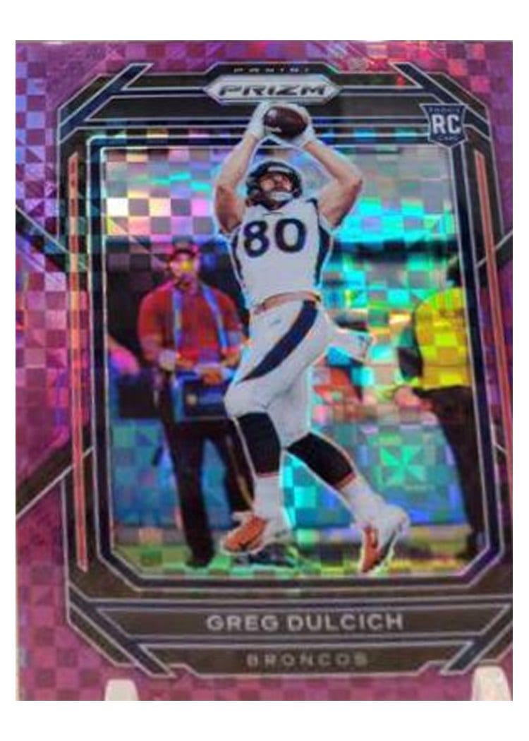 2022 Panini Prizm Base Set Greg Dulcich Purple Power #360 card