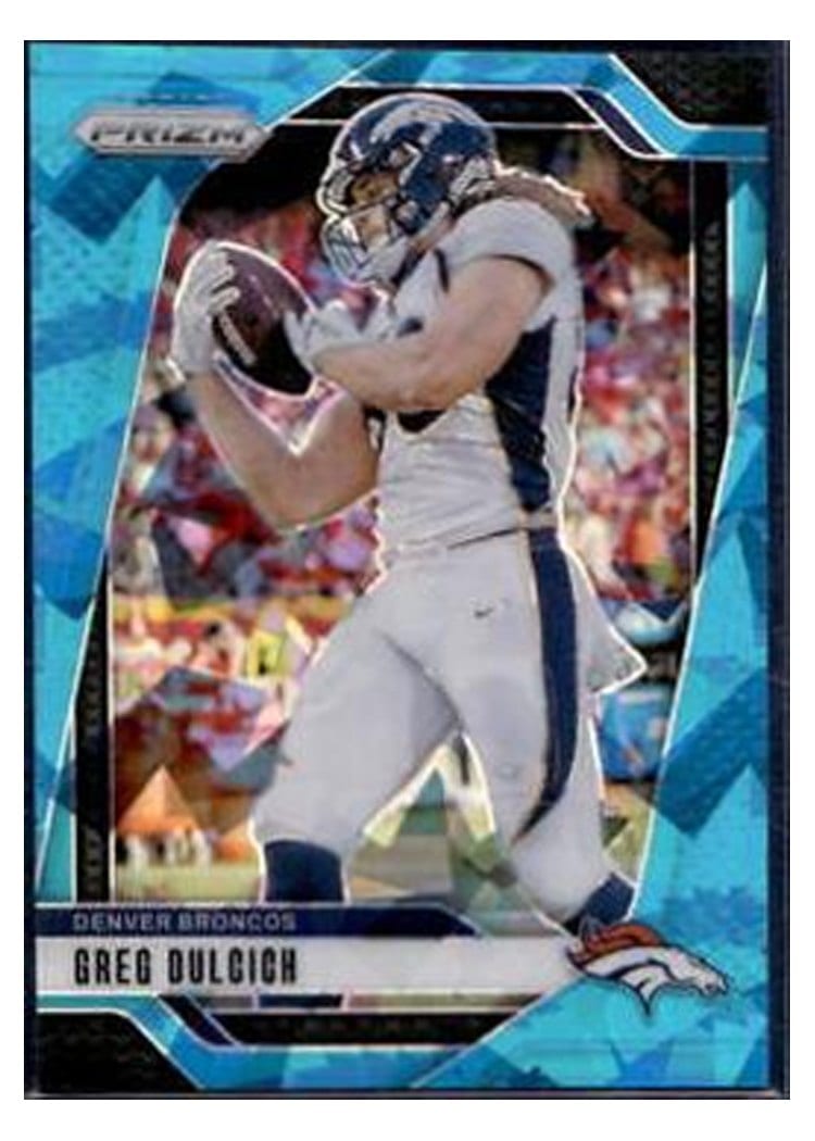 2024 Panini Prizm Base Set Greg Dulcich Blue Ice #85 card