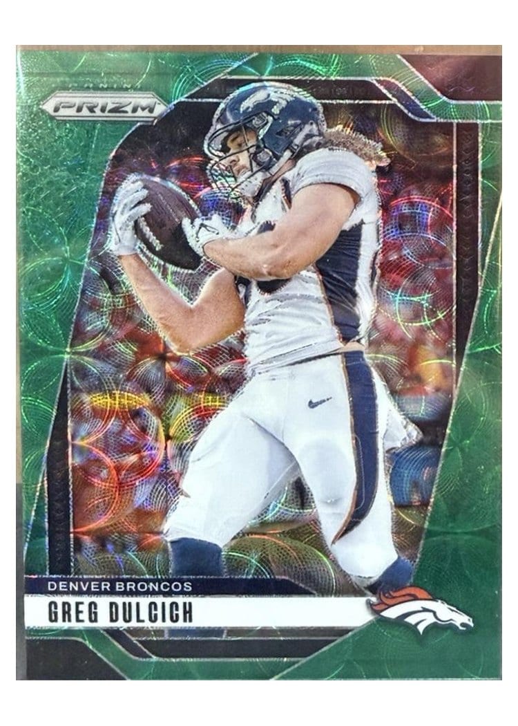 2024 Panini Prizm Base Set Greg Dulcich Green Scope #85 card