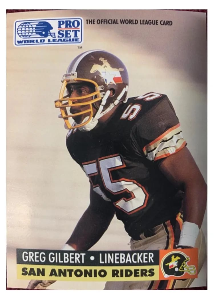 1991 Pro Set Wlaf Inserts Greg Gilbert #32 card