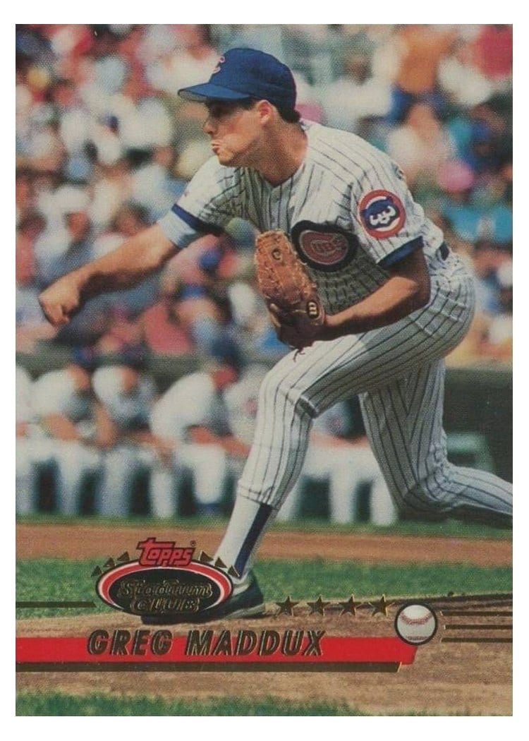 1993 Stadium Club Base Set Greg Maddux #2 card