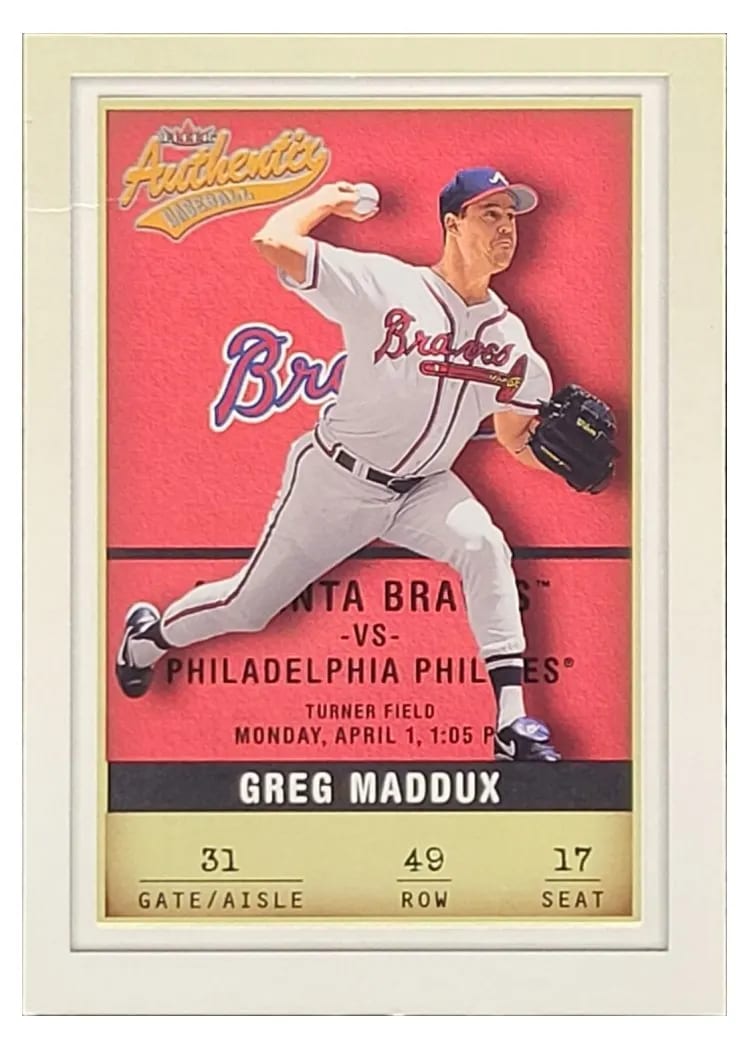 2002 Fleer Authentix Greg Maddux #49 card
