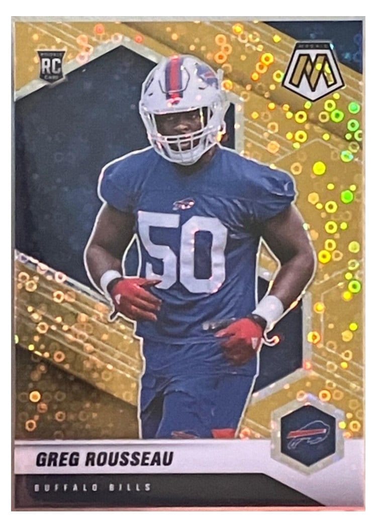 2021 Panini Mosaic Base Set Greg Rousseau No Huddle Gold Mosaic #353 card