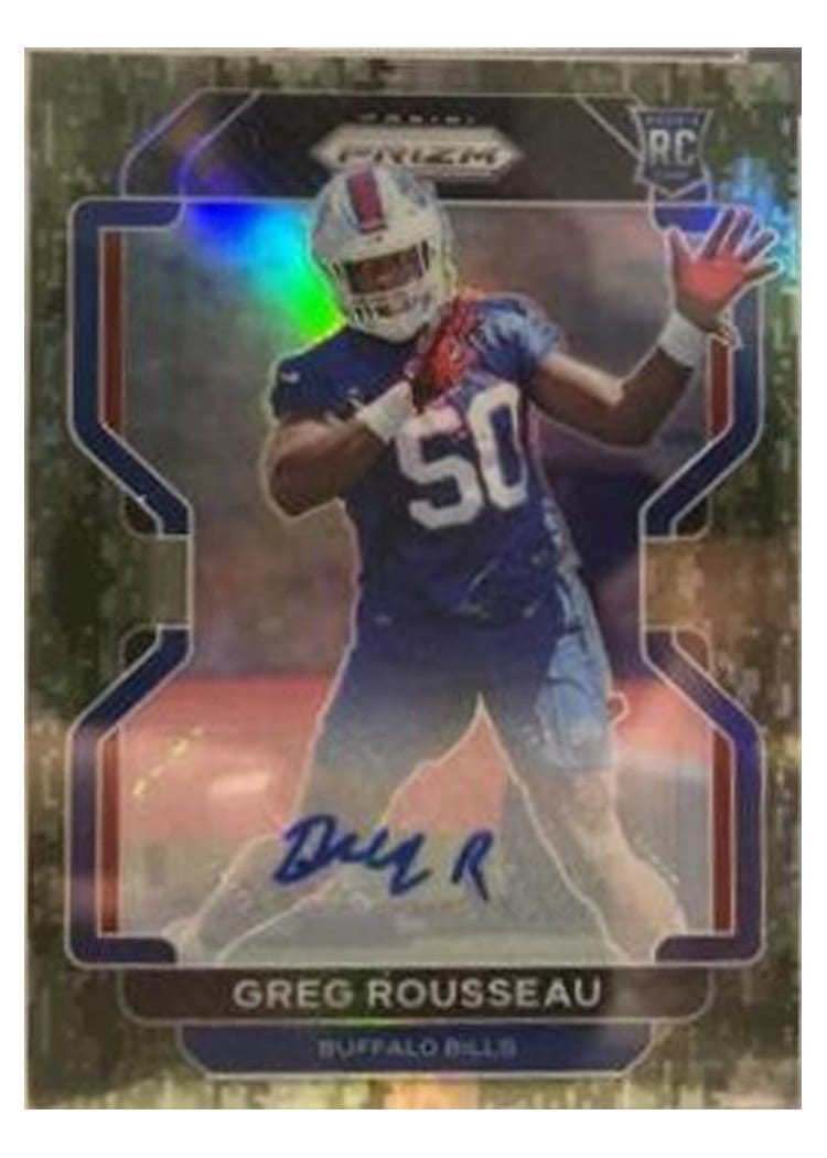 2021 Panini Prizm Base Set Greg Rousseau Autograph Camo Prizm #434 card