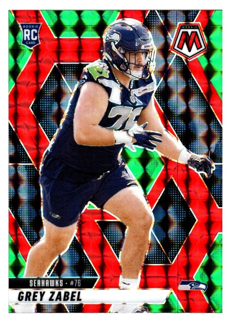 2025 Panini Mosaic Base Set Grey Zabel Choice Red Green #328 card