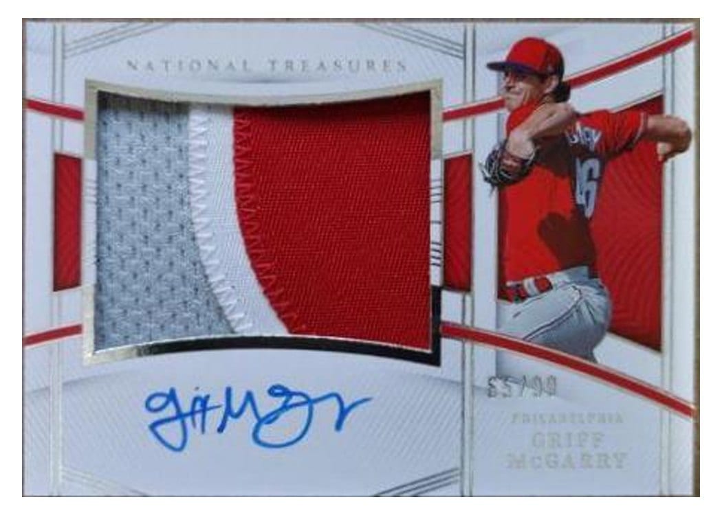 2023 Panini National Treasures Rookie Material Signatures Griff McGarry #154 card