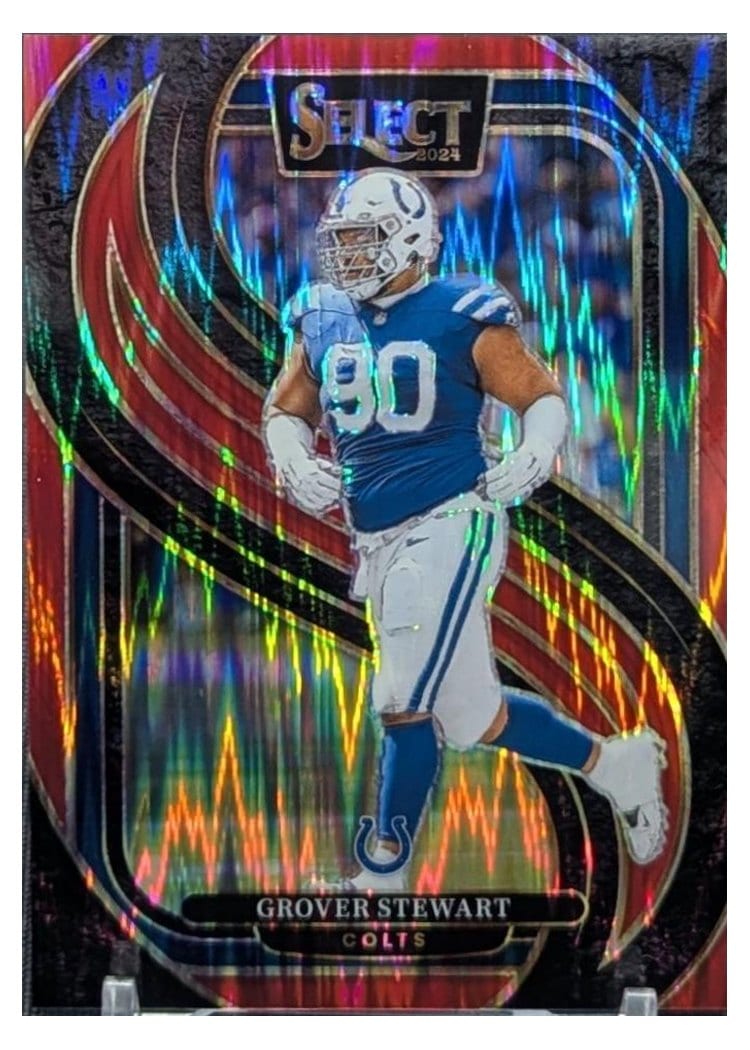 2024 Panini Select Base Set Grover Stewart Red Prizm Shock #139 card