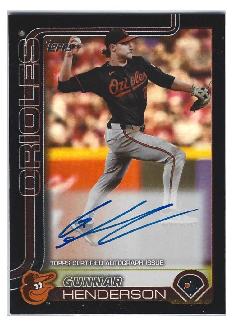 2025 Topps Gunnar Henderson Black Foil Flagship Real One Autograph #65 card