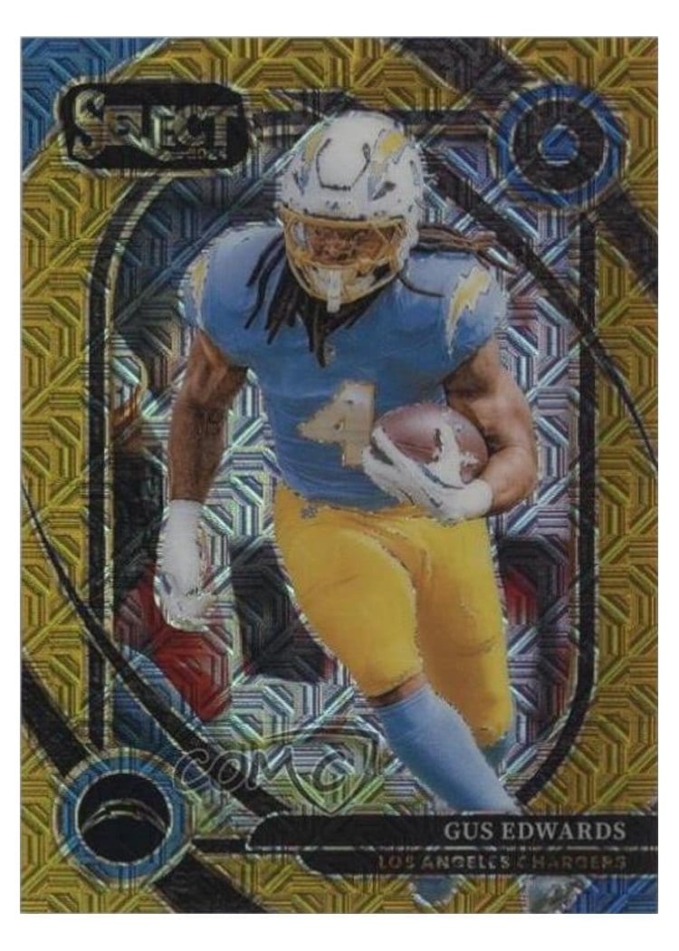 2024 Panini Select Base Set Gus Edwards Gold Prizm #258 card