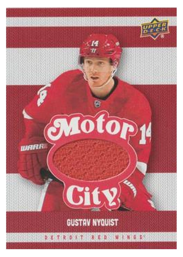 2025-26 Upper Deck Detroit Red Wings Centennial Motor City Premium Materials Gustav Nyquist #MCM-GN