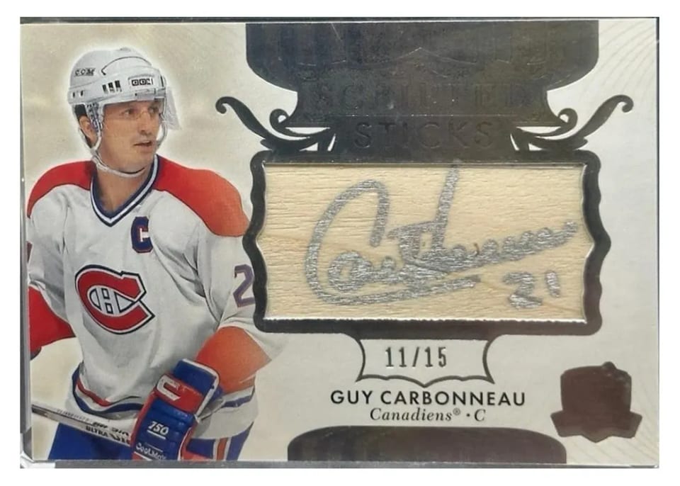 2023-24 Upper Deck The Cup Scripted Sticks Guy Carbonneau #ST-GC card