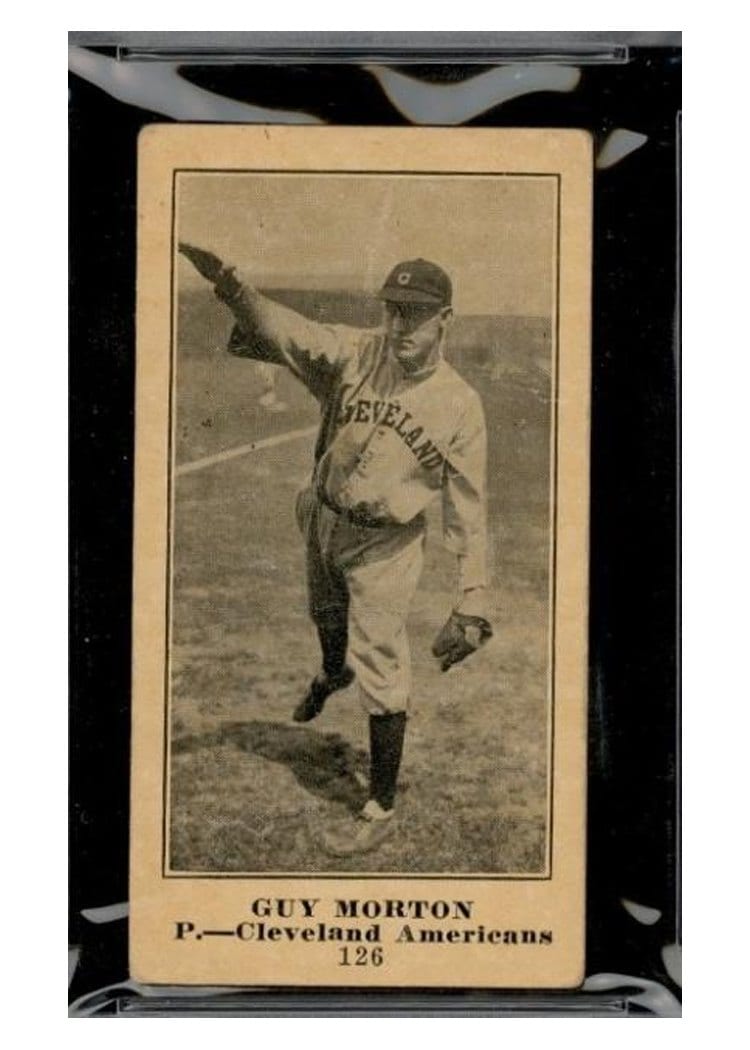 1916 M101 5 Sporting News Guy Morton Blank Back #126 card