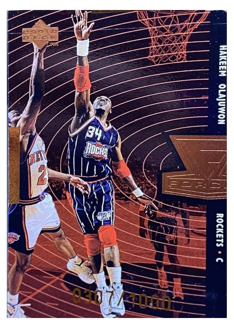 1998 Upper Deck Forces Hakeem Olajuwon Quantum Bronze #F18 card
