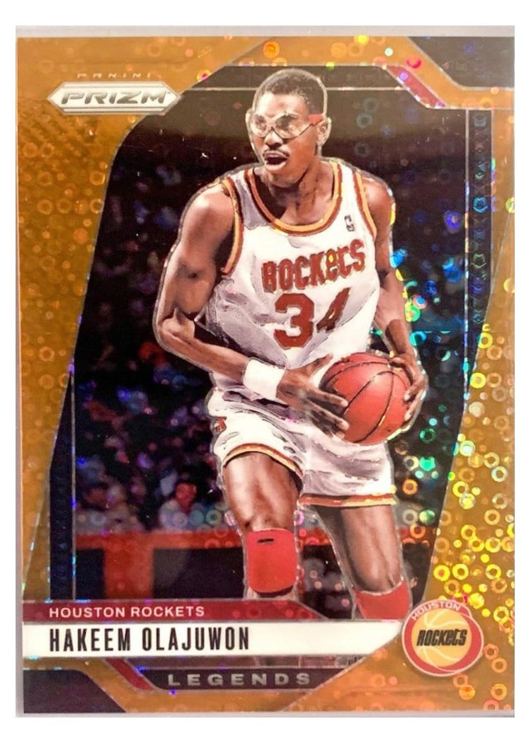2024-25 Panini Prizm Base Set Hakeem Olajuwon Fast Break Orange #296 card