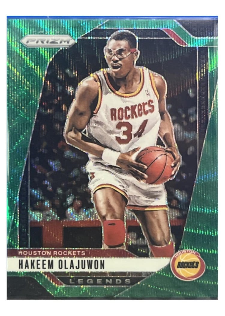 2024-25 Panini Prizm Base Set Hakeem Olajuwon Green Wave #296 card