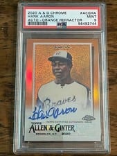 2020 Topps Allen & Ginter Chrome Autographs Hank Aaron #ACG-HA card