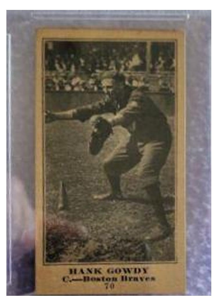 1916 M101 4 Sporting News Hank Gowdy Blank Back #70 card