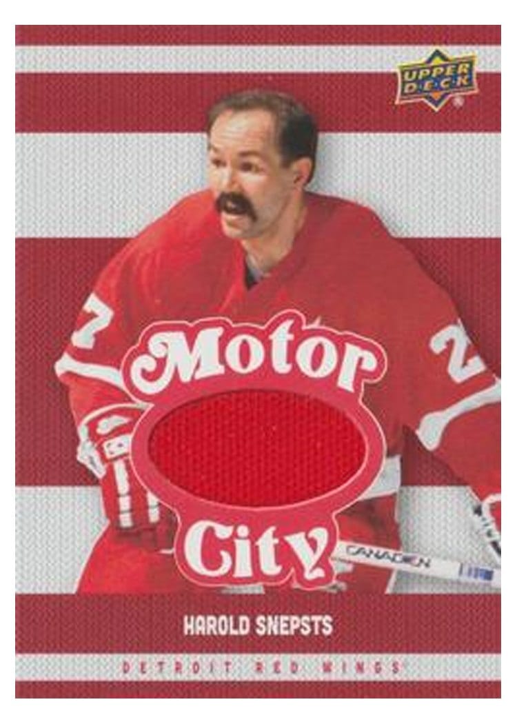 2025-26 Upper Deck Detroit Red Wings Centennial Motor City Premium Materials Harold Snepsts #MCM-HS card