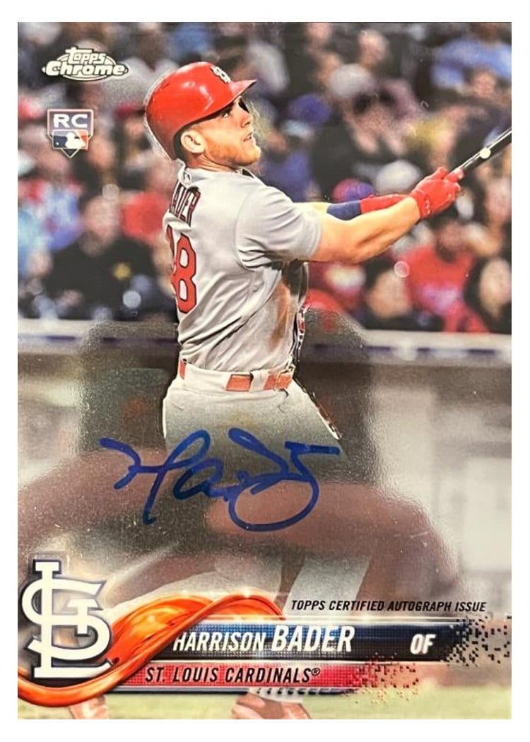 2018 Topps Chrome Rookie Autographs Harrison Bader #RA-HB card