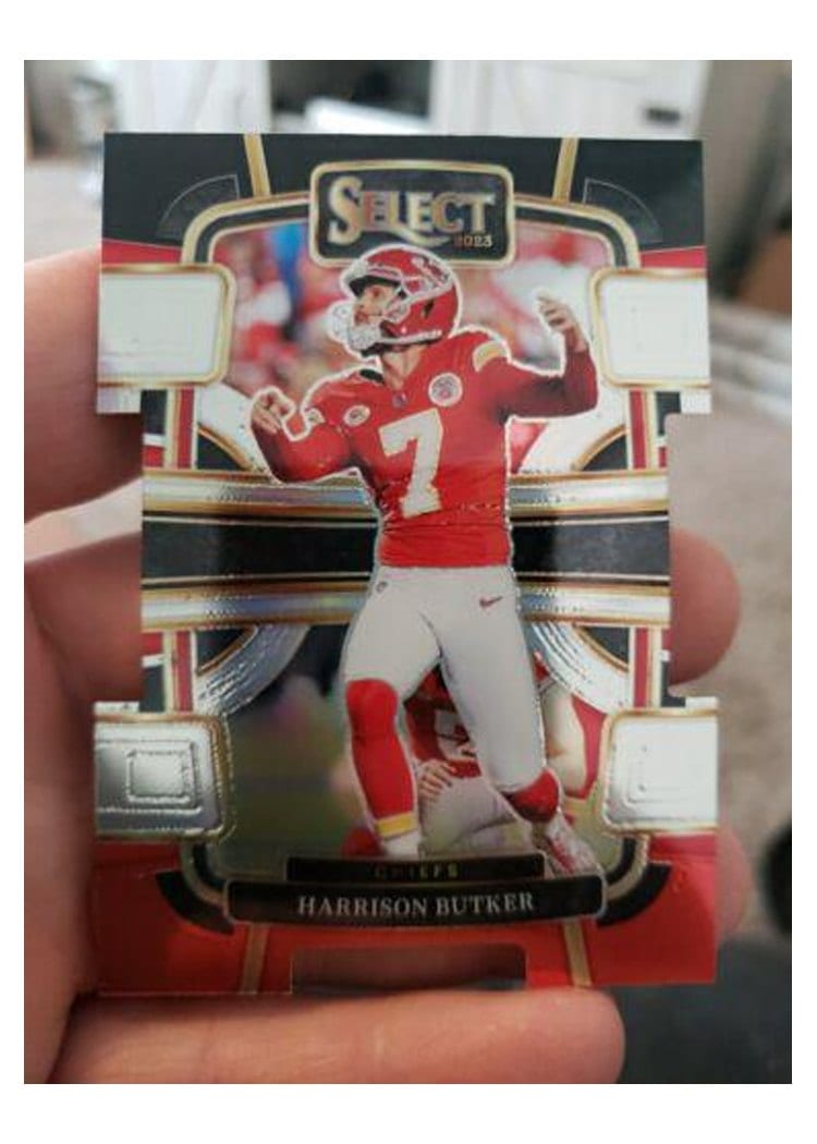 2023 Panini Select Base Set Harrison Butker Black Red Prizm Die-Cut #48 card