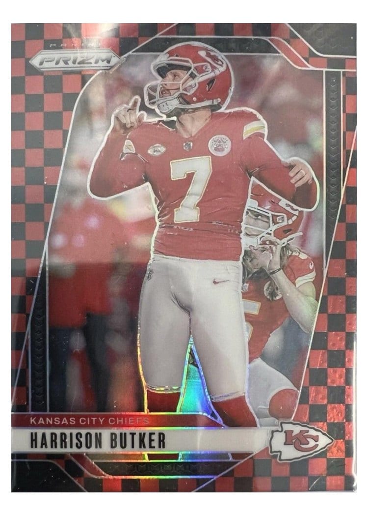 2024 Panini Prizm Base Set Harrison Butker Black Red Checker #144 card