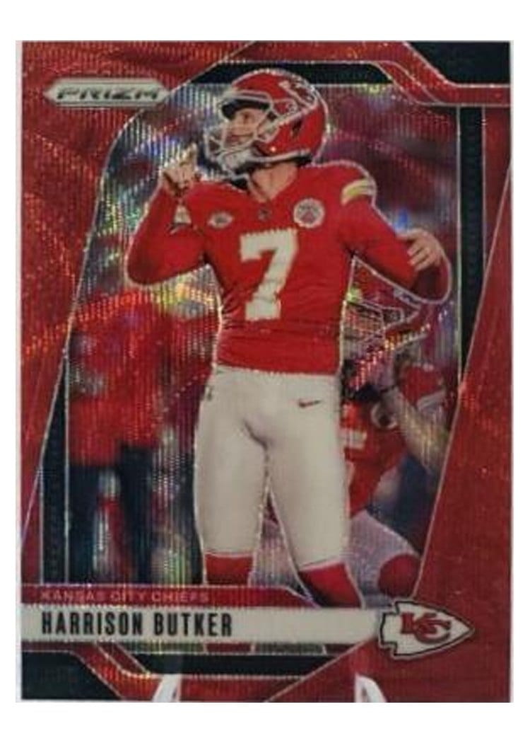 2024 Panini Prizm Base Set Harrison Butker Red Wave #144 card