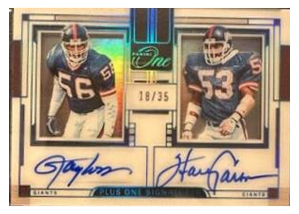2023 Panini One Plus One Signatures Harry Carson/Lawrence Taylor Blue Plus One Signatures #147