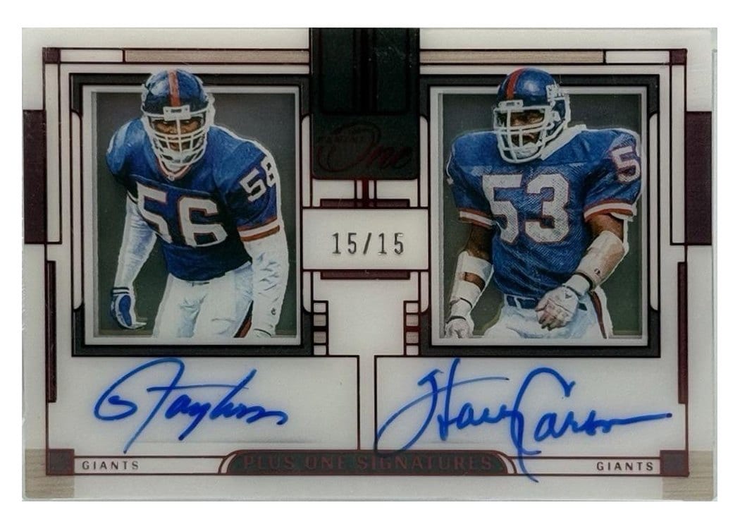 2023 Panini One Plus One Signatures Harry Carson/Lawrence Taylor Red Plus One Signatures #147