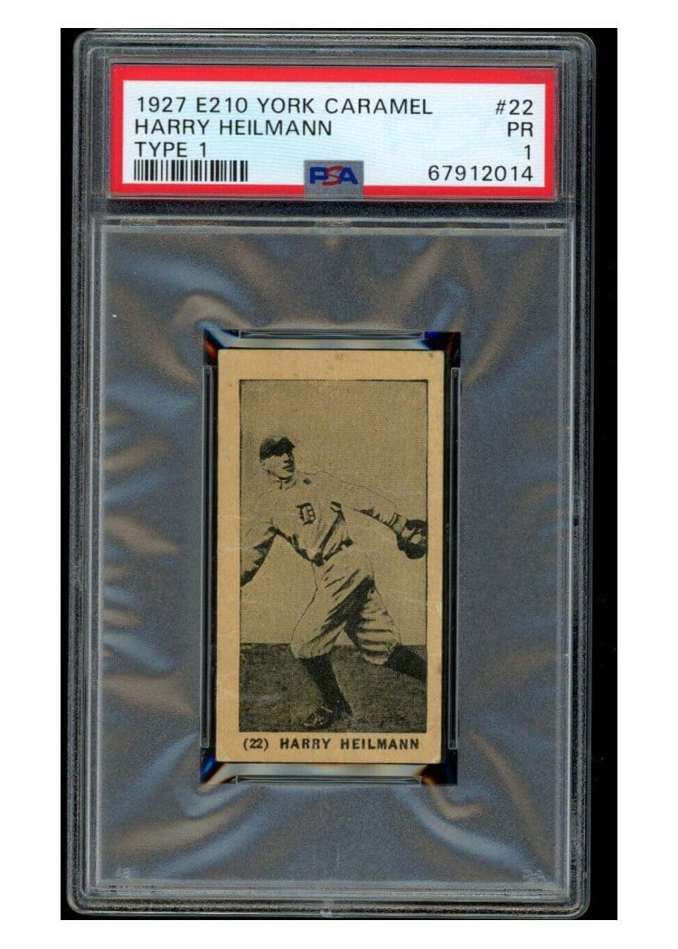 1927 E210 York Caramel Type 1 Harry Heilmann #22 card