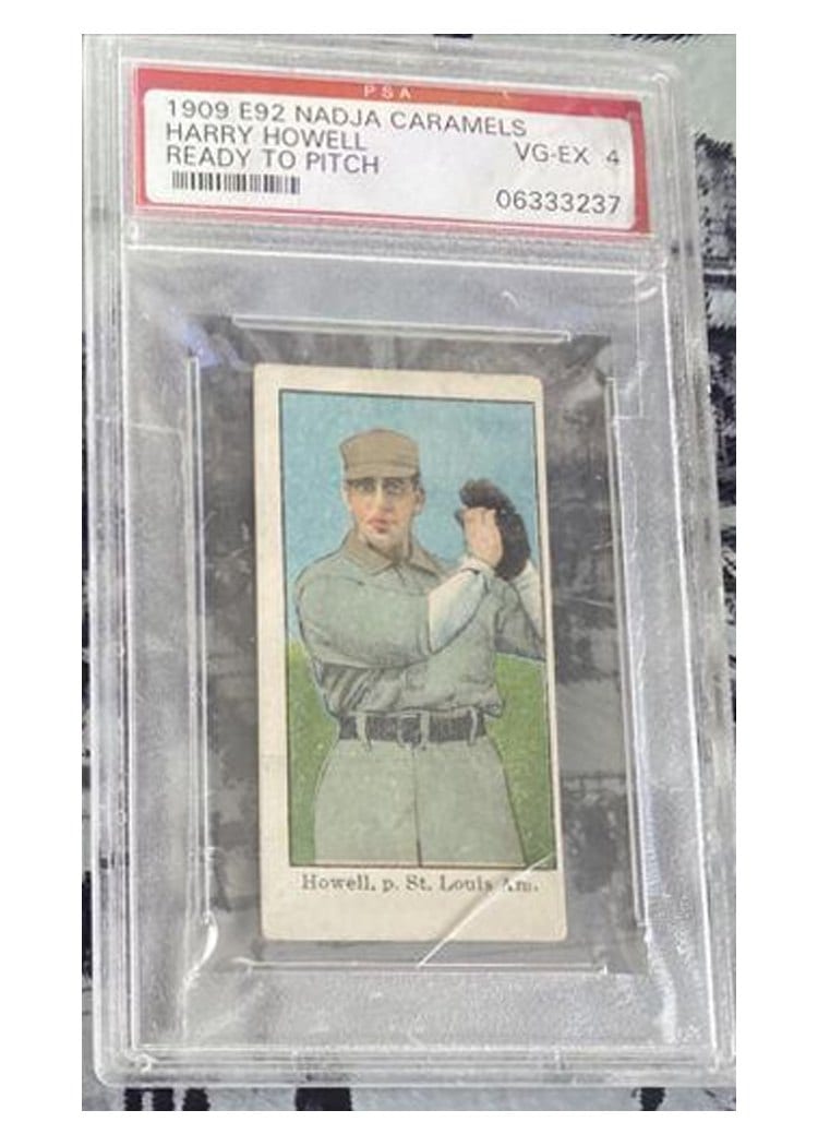 1909 E92 Nadja Caramels Harry Howell Ready to Pitch card