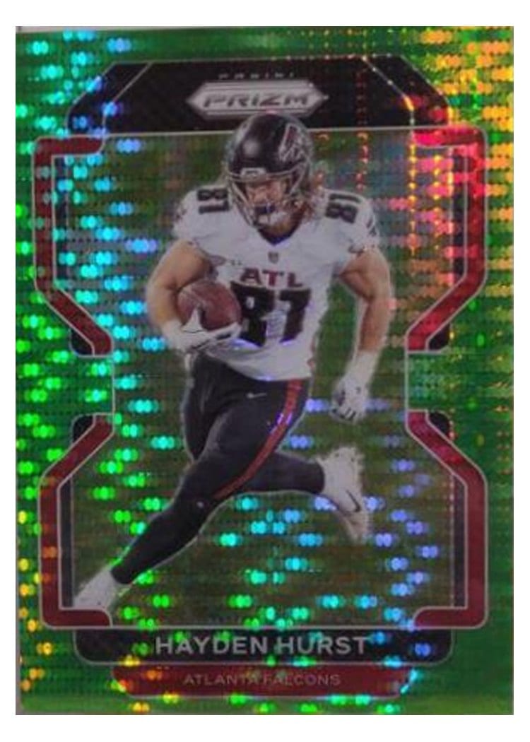 2021 Panini Prizm Base Set Hayden Hurst Neon Green Pulsar Prizm #323 card